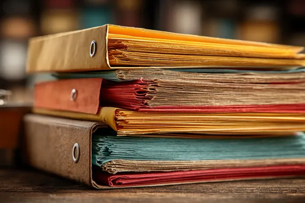 Colorful binders of paper